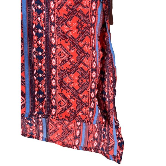 Paper Crane Sleeveless Tank Blouse Medium Red Blue Boho Festival Style - Picture 6 of 12